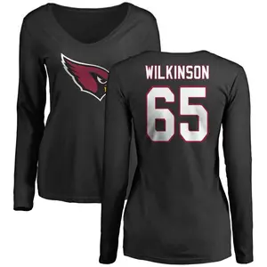Women's Elijah Wilkinson Arizona Cardinals Name & Number Logo Slim Fit Long Sleeve T-Shirt - Black