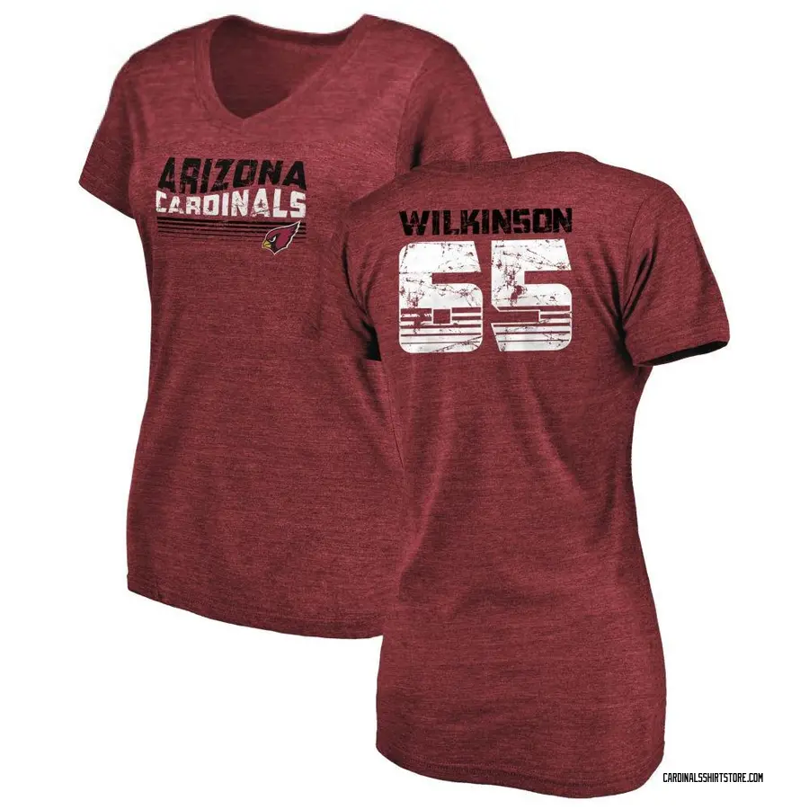 Women's Elijah Wilkinson Arizona Cardinals Retro Tri-Blend V-Neck T-Shirt - Cardinal