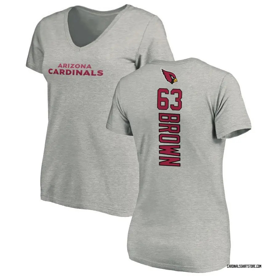 Women's Evan Brown Arizona Cardinals Backer V-Neck T-Shirt - Ash