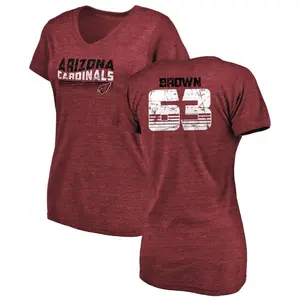 Women's Evan Brown Arizona Cardinals Retro Tri-Blend V-Neck T-Shirt - Cardinal