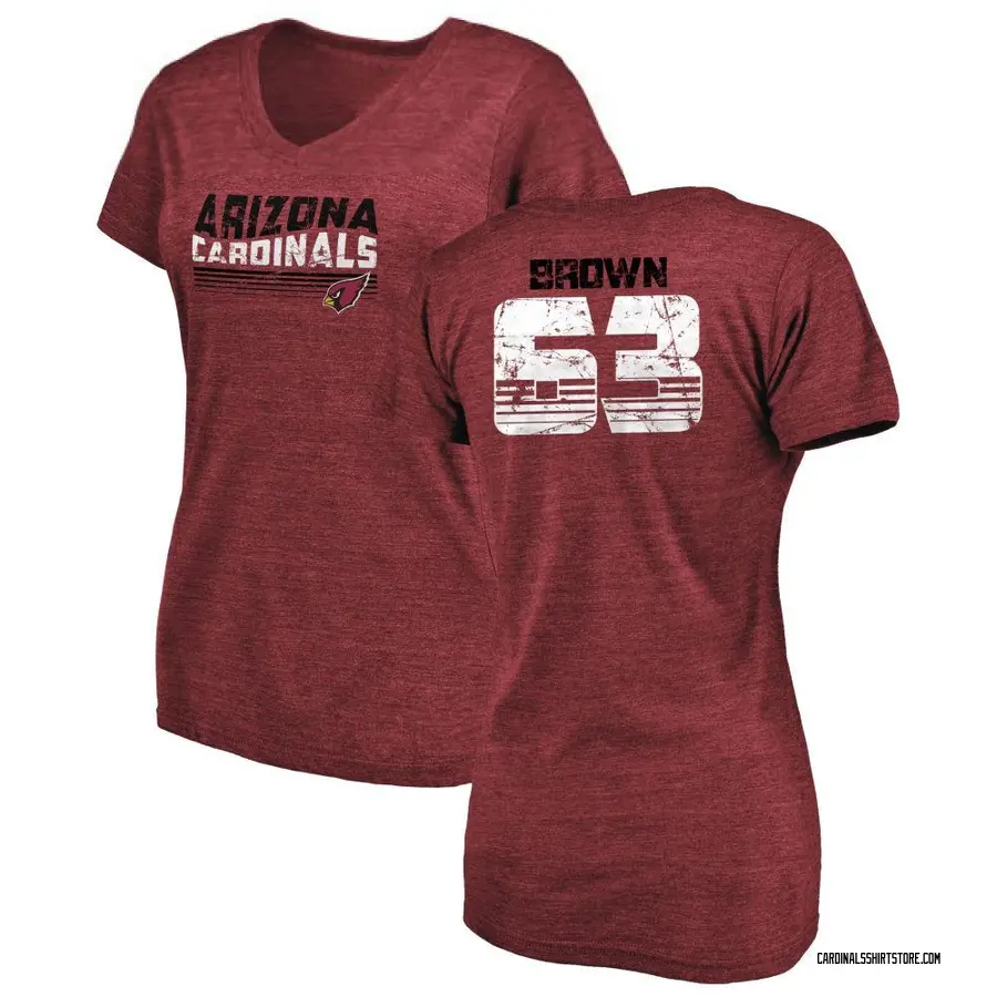 Women's Evan Brown Arizona Cardinals Retro Tri-Blend V-Neck T-Shirt - Cardinal