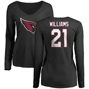 Women's Garrett Williams Arizona Cardinals Name & Number Logo Slim Fit Long Sleeve T-Shirt - Black