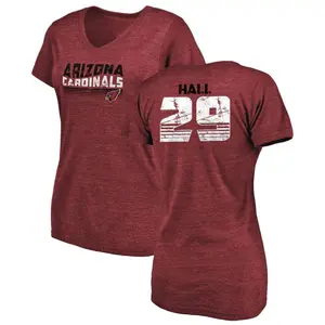 Women's Hassan Hall Arizona Cardinals Retro Tri-Blend V-Neck T-Shirt - Cardinal
