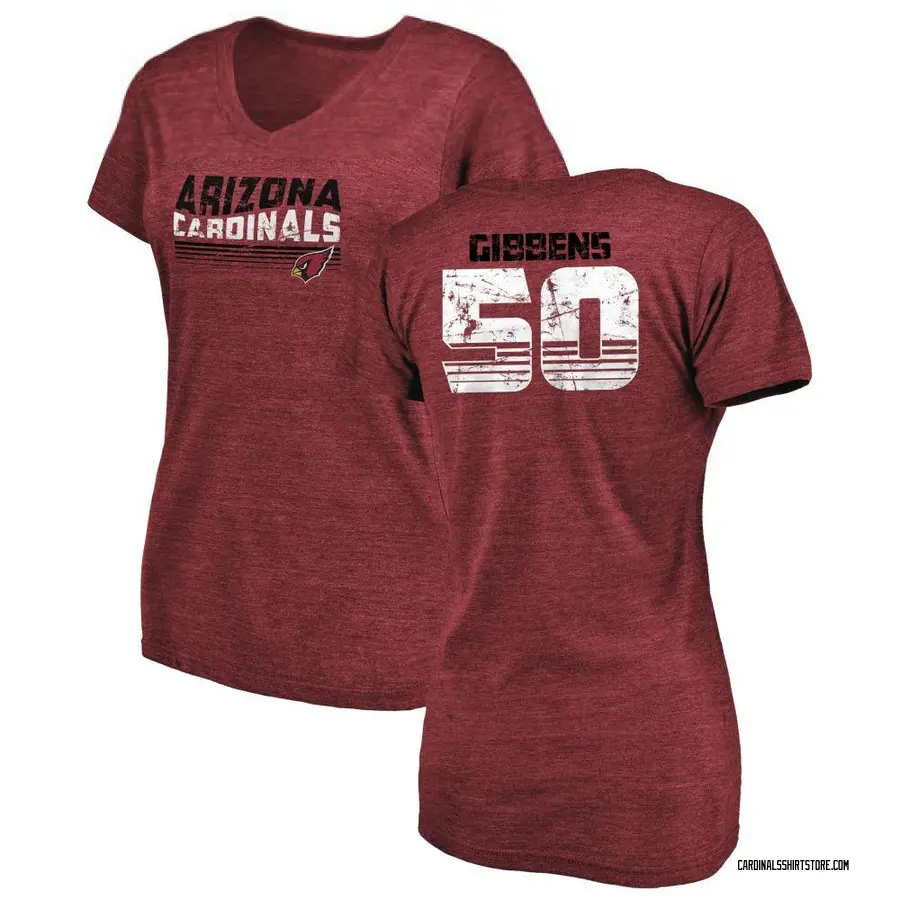 Women's Jack Gibbens Arizona Cardinals Retro Tri-Blend V-Neck T-Shirt - Cardinal