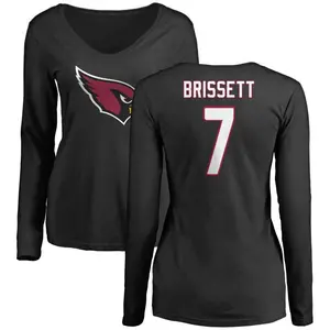 Women's Jacoby Brissett Arizona Cardinals Name & Number Logo Slim Fit Long Sleeve T-Shirt - Black