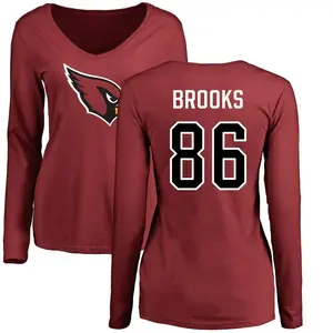Women's Jalen Brooks Arizona Cardinals Name & Number Logo Slim Fit Long Sleeve T-Shirt - Maroon