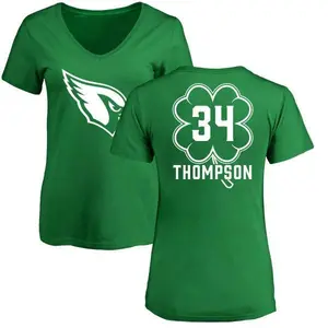 Women's Jalen Thompson Arizona Cardinals Green St. Patrick's Day Name & Number V-Neck T-Shirt