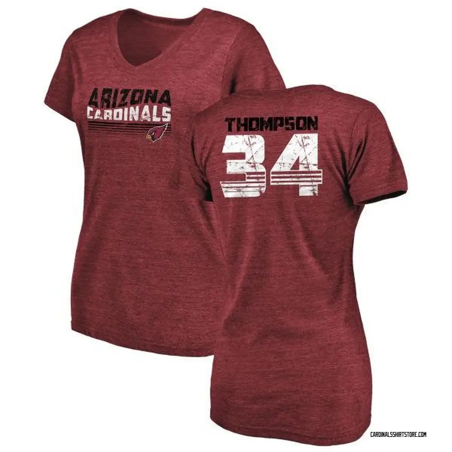 Women's Jalen Thompson Arizona Cardinals Retro Tri-Blend V-Neck T-Shirt - Cardinal