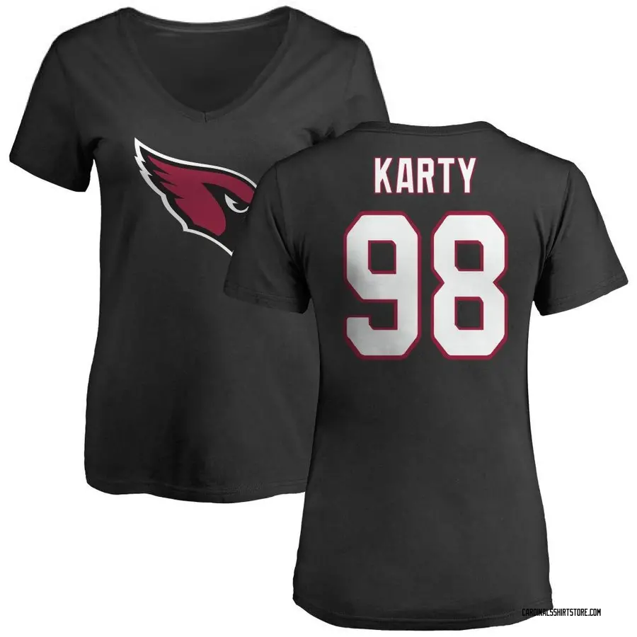 Women's Joshua Karty Arizona Cardinals Name & Number Logo Slim Fit T-Shirt - Black