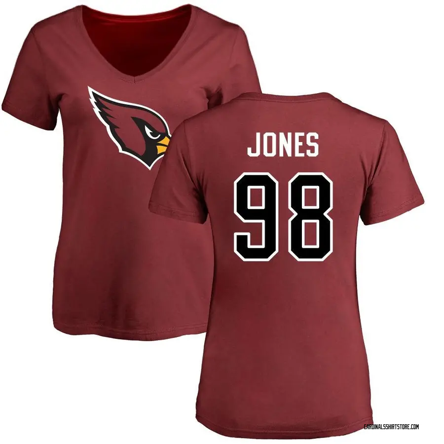 Women's Justin Jones Arizona Cardinals Name & Number Logo Slim Fit T-Shirt - Maroon