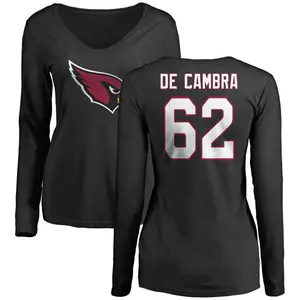 Women's Ka'ena De Cambra Arizona Cardinals Name & Number Logo Slim Fit Long Sleeve T-Shirt - Black