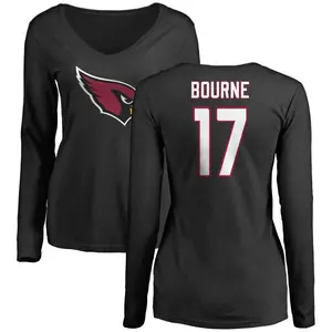 Women's Kendrick Bourne Arizona Cardinals Name & Number Logo Slim Fit Long Sleeve T-Shirt - Black