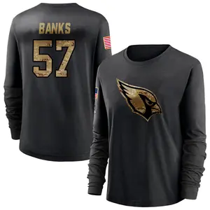 Women's Keshawn Banks Arizona Cardinals Black 2020 Salute To Service Sideline Performance Long Sleeve T-Shirt