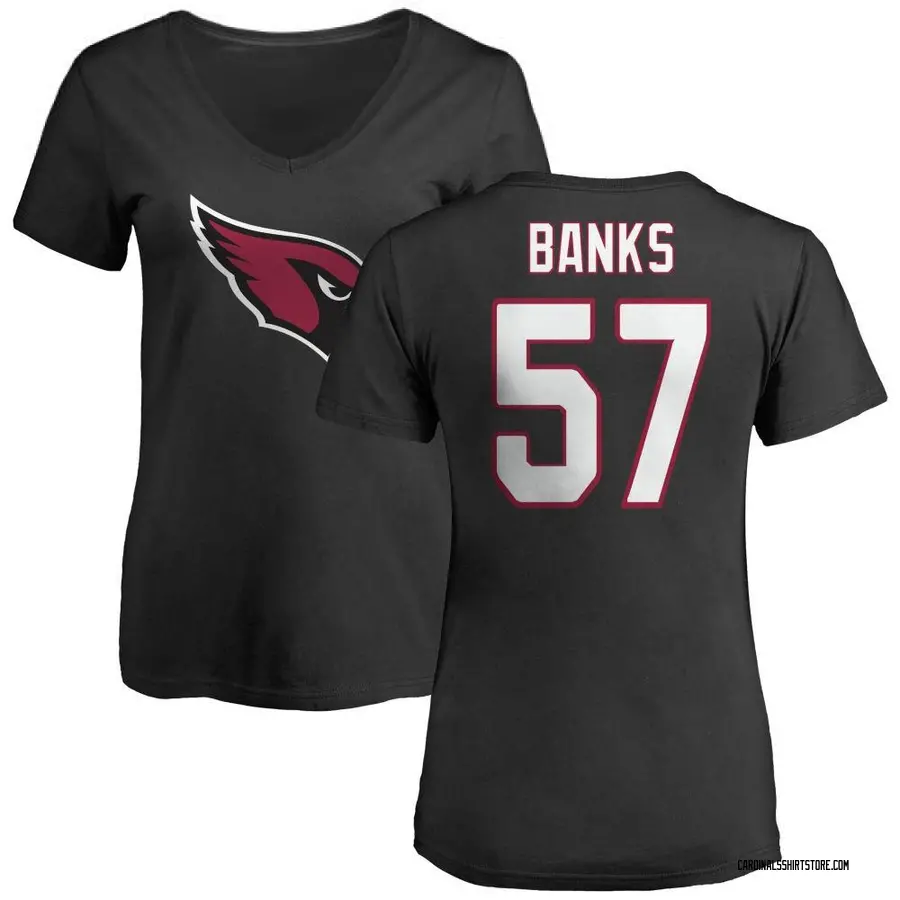 Women's Keshawn Banks Arizona Cardinals Name & Number Logo Slim Fit T-Shirt - Black