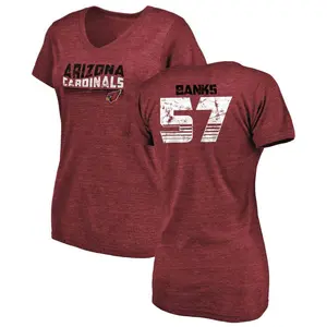 Women's Keshawn Banks Arizona Cardinals Retro Tri-Blend V-Neck T-Shirt - Cardinal