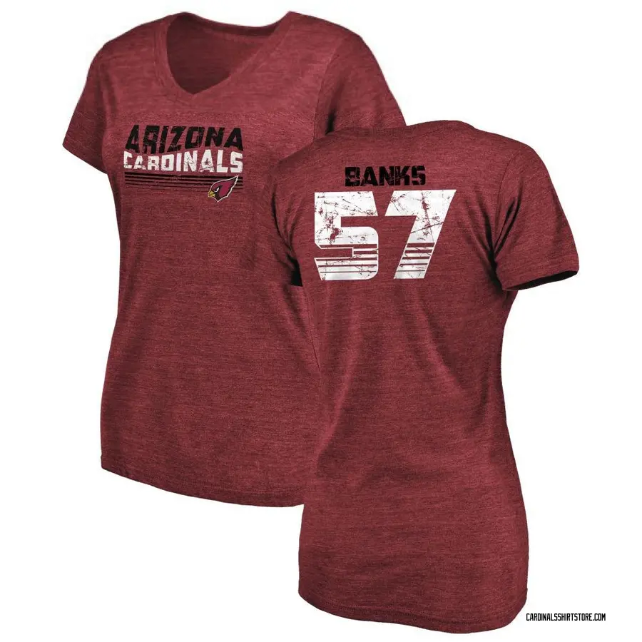 Women's Keshawn Banks Arizona Cardinals Retro Tri-Blend V-Neck T-Shirt - Cardinal