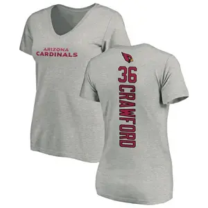 Women's Kitan Crawford Arizona Cardinals Backer V-Neck T-Shirt - Ash