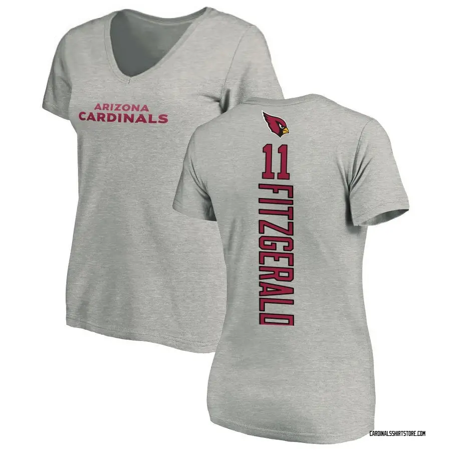 Women's Larry Fitzgerald Arizona Cardinals Backer V-Neck T-Shirt - Ash