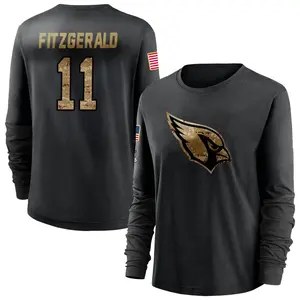 Women's Larry Fitzgerald Arizona Cardinals Black 2020 Salute To Service Sideline Performance Long Sleeve T-Shirt