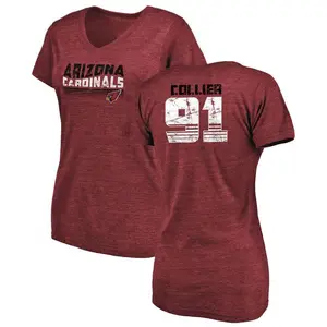 Women's L.J. Collier Arizona Cardinals Retro Tri-Blend V-Neck T-Shirt - Cardinal