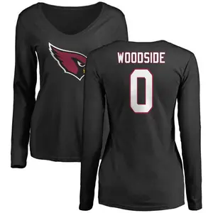 Women's Logan Woodside Arizona Cardinals Name & Number Logo Slim Fit Long Sleeve T-Shirt - Black