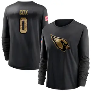 Women's Marques Cox Arizona Cardinals Black 2020 Salute To Service Sideline Performance Long Sleeve T-Shirt