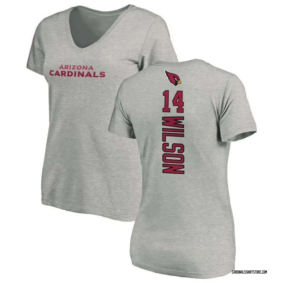 Women's Michael Wilson Arizona Cardinals Backer V-Neck T-Shirt - Ash