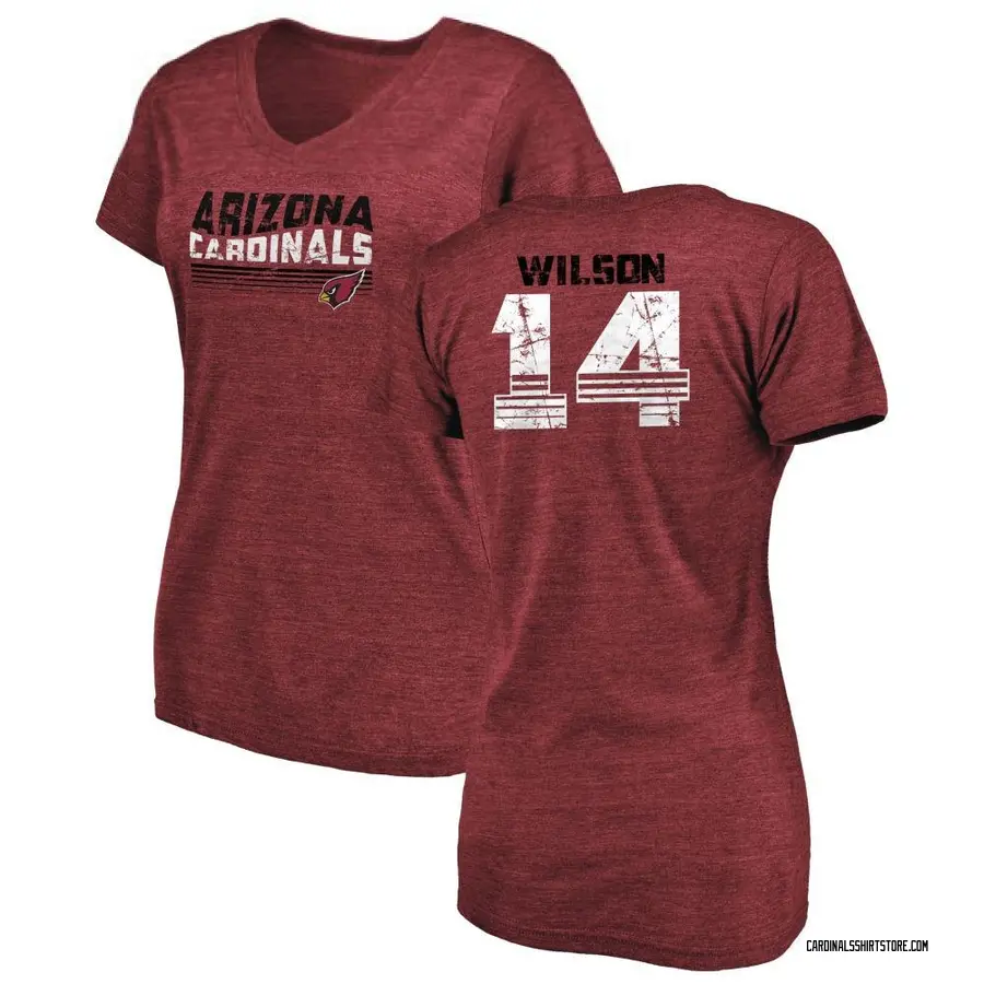Women's Michael Wilson Arizona Cardinals Retro Tri-Blend V-Neck T-Shirt - Cardinal