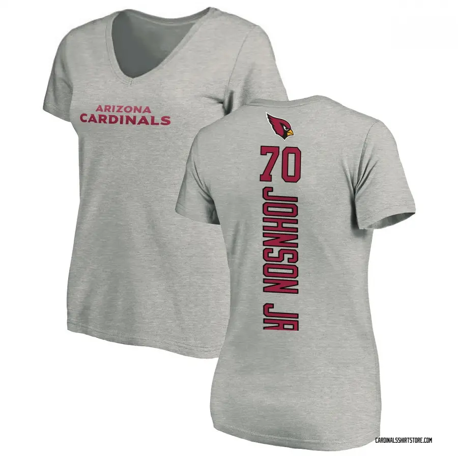 Women's Paris Johnson Jr. Arizona Cardinals Backer V-Neck T-Shirt - Ash