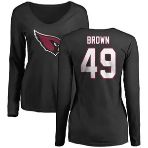 Women's Pharaoh Brown Arizona Cardinals Name & Number Logo Slim Fit Long Sleeve T-Shirt - Black