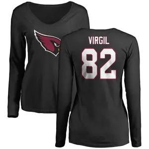 Women's Reggie Virgil Arizona Cardinals Name & Number Logo Slim Fit Long Sleeve T-Shirt - Black