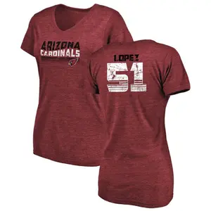 Women's Roy Lopez Arizona Cardinals Retro Tri-Blend V-Neck T-Shirt - Cardinal
