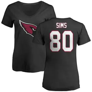 Women's Steven Sims Arizona Cardinals Name & Number Logo Slim Fit T-Shirt - Black
