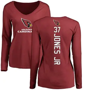 Women's Tony Jones Jr. Arizona Cardinals Backer Slim Fit Long Sleeve T-Shirt - Maroon