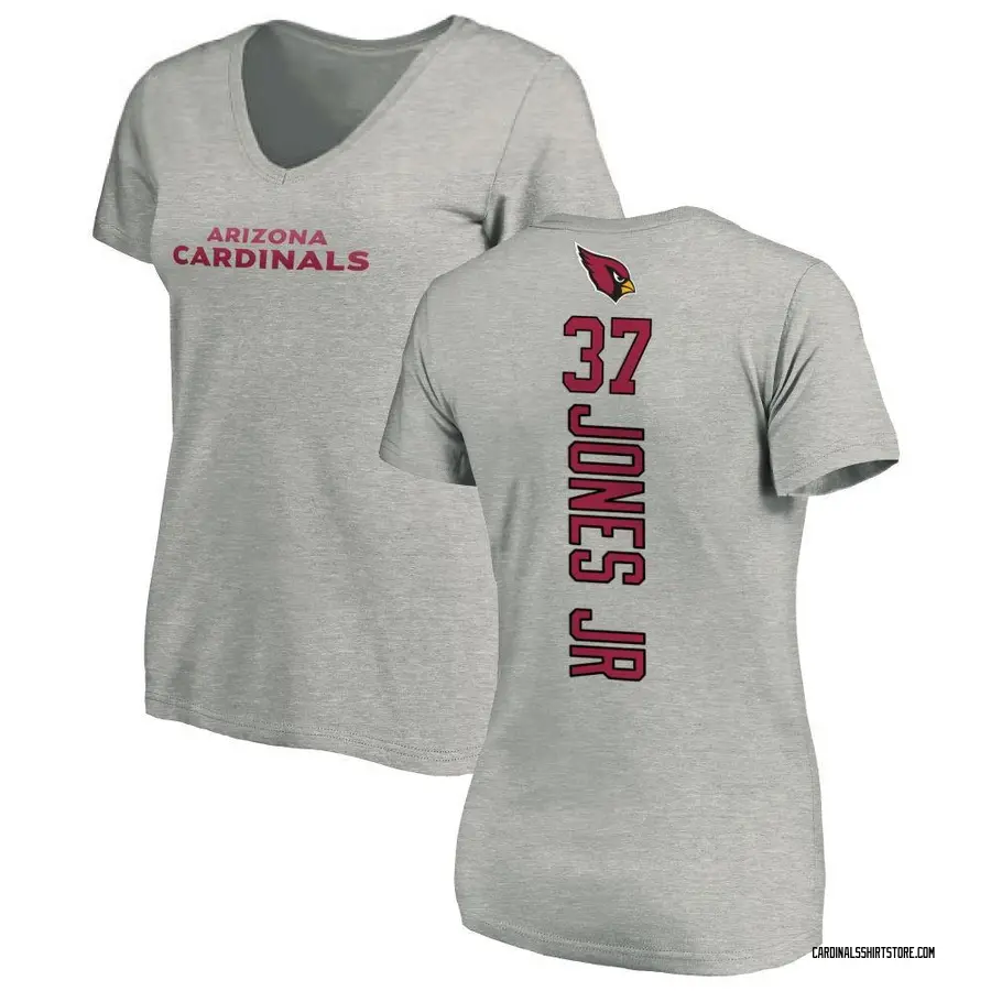 Women's Tony Jones Jr. Arizona Cardinals Backer V-Neck T-Shirt - Ash