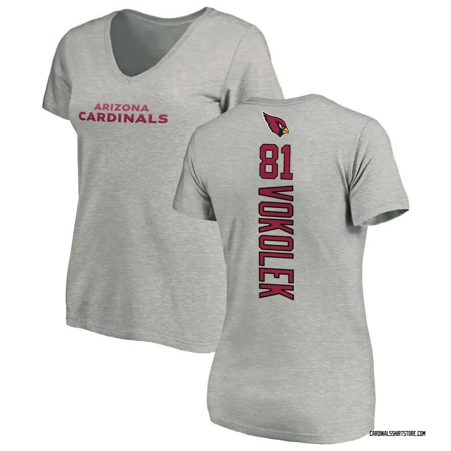 Women's Travis Vokolek Arizona Cardinals Backer V-Neck T-Shirt - Ash