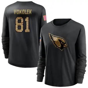 Women's Travis Vokolek Arizona Cardinals Black 2020 Salute To Service Sideline Performance Long Sleeve T-Shirt