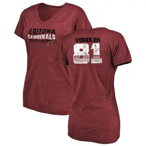 Women's Travis Vokolek Arizona Cardinals Retro Tri-Blend V-Neck T-Shirt - Cardinal