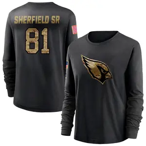 Women's Trent Sherfield Sr. Arizona Cardinals Black 2020 Salute To Service Sideline Performance Long Sleeve T-Shirt