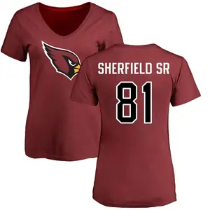 Women's Trent Sherfield Sr. Arizona Cardinals Name & Number Logo Slim Fit T-Shirt - Maroon