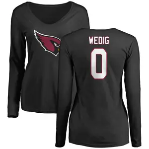Women's Trey Wedig Arizona Cardinals Name & Number Logo Slim Fit Long Sleeve T-Shirt - Black