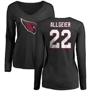 Women's Tyler Allgeier Arizona Cardinals Name & Number Logo Slim Fit Long Sleeve T-Shirt - Black