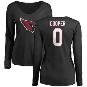 Women's Tyler Cooper Arizona Cardinals Name & Number Logo Slim Fit Long Sleeve T-Shirt - Black