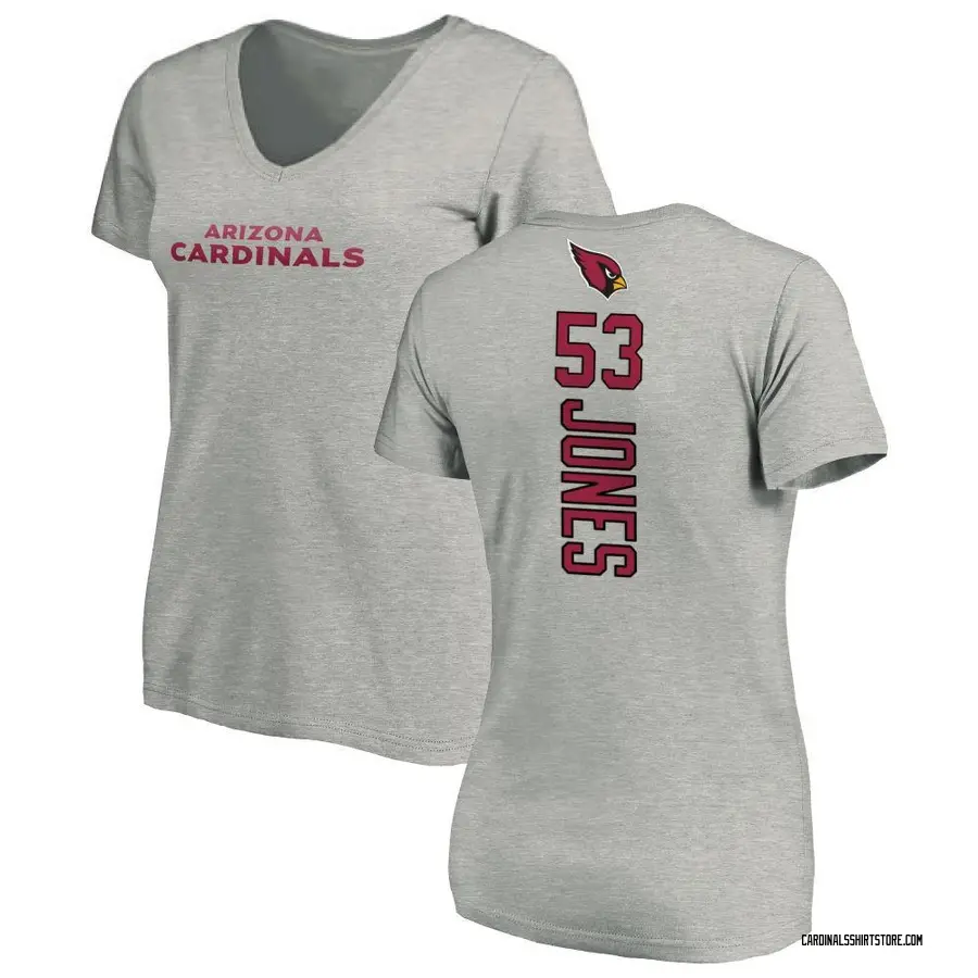 Women's Vi Jones Arizona Cardinals Backer V-Neck T-Shirt - Ash
