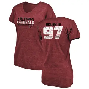 Women's Walter Nolen III Arizona Cardinals Retro Tri-Blend V-Neck T-Shirt - Cardinal