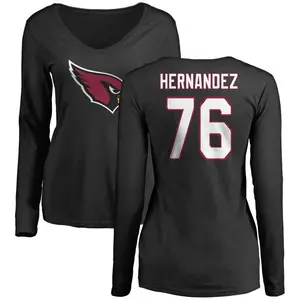 Women's Will Hernandez Arizona Cardinals Name & Number Logo Slim Fit Long Sleeve T-Shirt - Black
