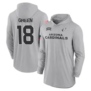 Youth A.J. Green Arizona Cardinals Gray 2024 Salute to Service Lightweight Performance Long Sleeve Hooded T-Shirt