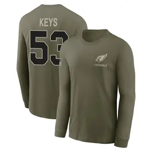 Youth Austin Keys Arizona Cardinals Olive 2025 Salute to Service Sideline Long Sleeve T-Shirt