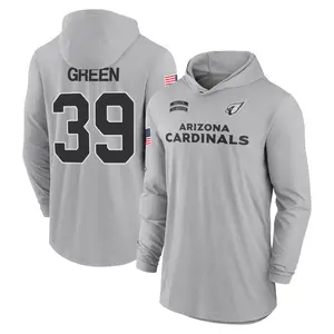 Youth Bryson Green Arizona Cardinals Gray 2024 Salute to Service Lightweight Performance Long Sleeve Hooded T-Shirt