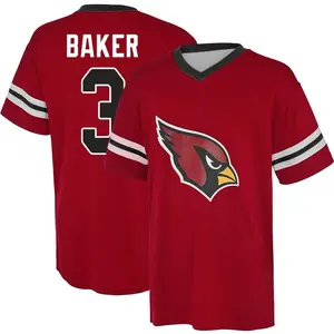 Youth Budda Baker Arizona Cardinals Red Name & Number Game Day V-Neck T-Shirt